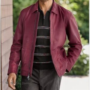 Paul Fredrick Burgundy 100% Leather Bomber Jacket Size XXL
